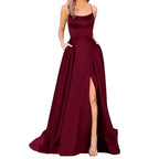 Women’s Solid Color Slim Fit Hollow Shoulder Dress – Elegant Bridesmaid & Party Long Dress