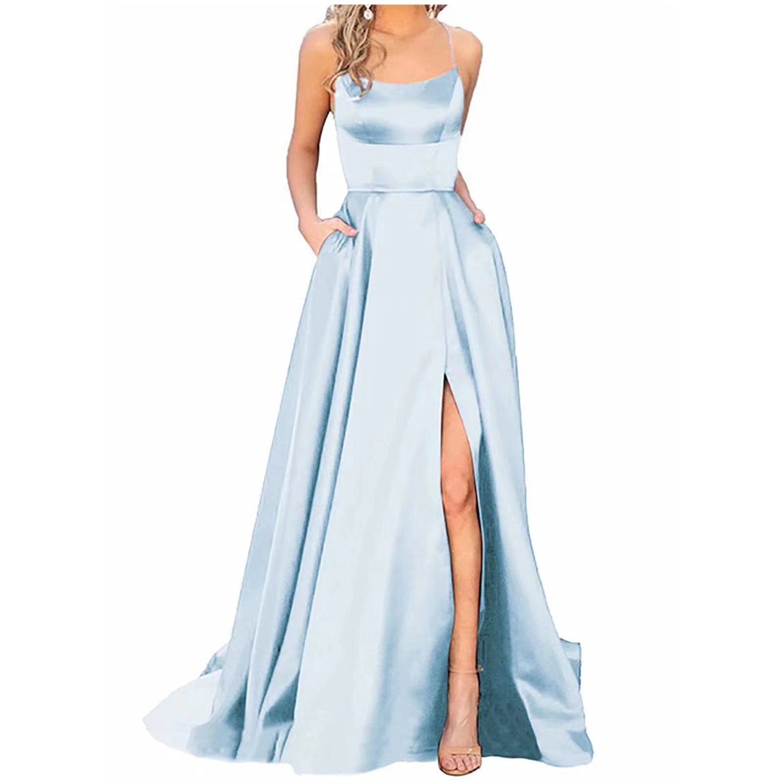 Women’s Solid Color Slim Fit Hollow Shoulder Dress – Elegant Bridesmaid & Party Long Dress