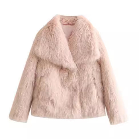 Women’s Winter Plush Coat – Thick Warm Fluffy Lapel Jacket for Casual & Chic Outfits