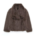 Women’s Winter Plush Coat – Thick Warm Fluffy Lapel Jacket for Casual & Chic Outfits