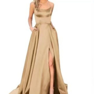 Women’s Solid Color Slim Fit Hollow Shoulder Dress – Elegant Bridesmaid & Party Long Dress