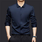 Men’s Seamless High Elastic Long Sleeve Shirt – Anti-Wrinkle Stretch Casual Top