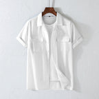 Men’s Retro Lapel Workwear Shirt – Breathable Long Sleeve Casual Utility Top