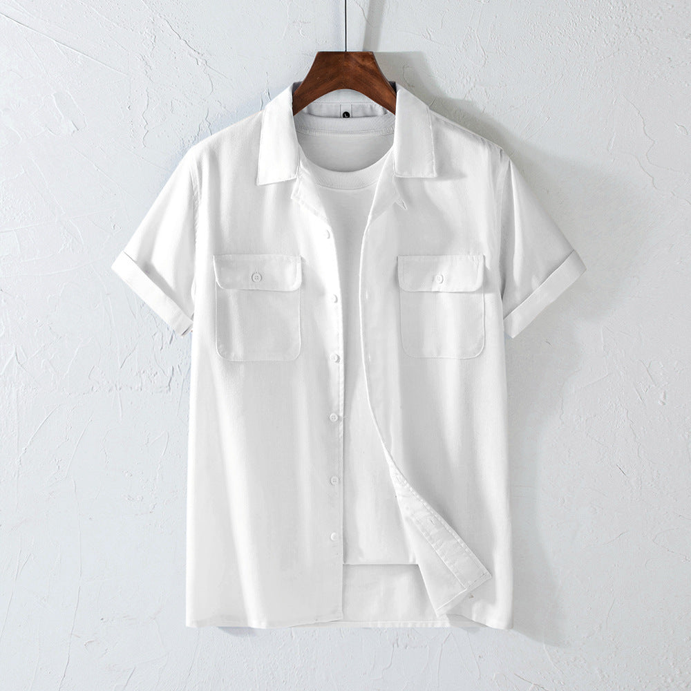 Men’s Retro Lapel Workwear Shirt – Breathable Long Sleeve Casual Utility Top