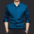 Men’s Seamless High Elastic Long Sleeve Shirt – Anti-Wrinkle Stretch Casual Top