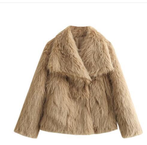 Women’s Winter Plush Coat – Thick Warm Fluffy Lapel Jacket for Casual & Chic Outfits