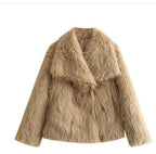 Women’s Winter Plush Coat – Thick Warm Fluffy Lapel Jacket for Casual & Chic Outfits