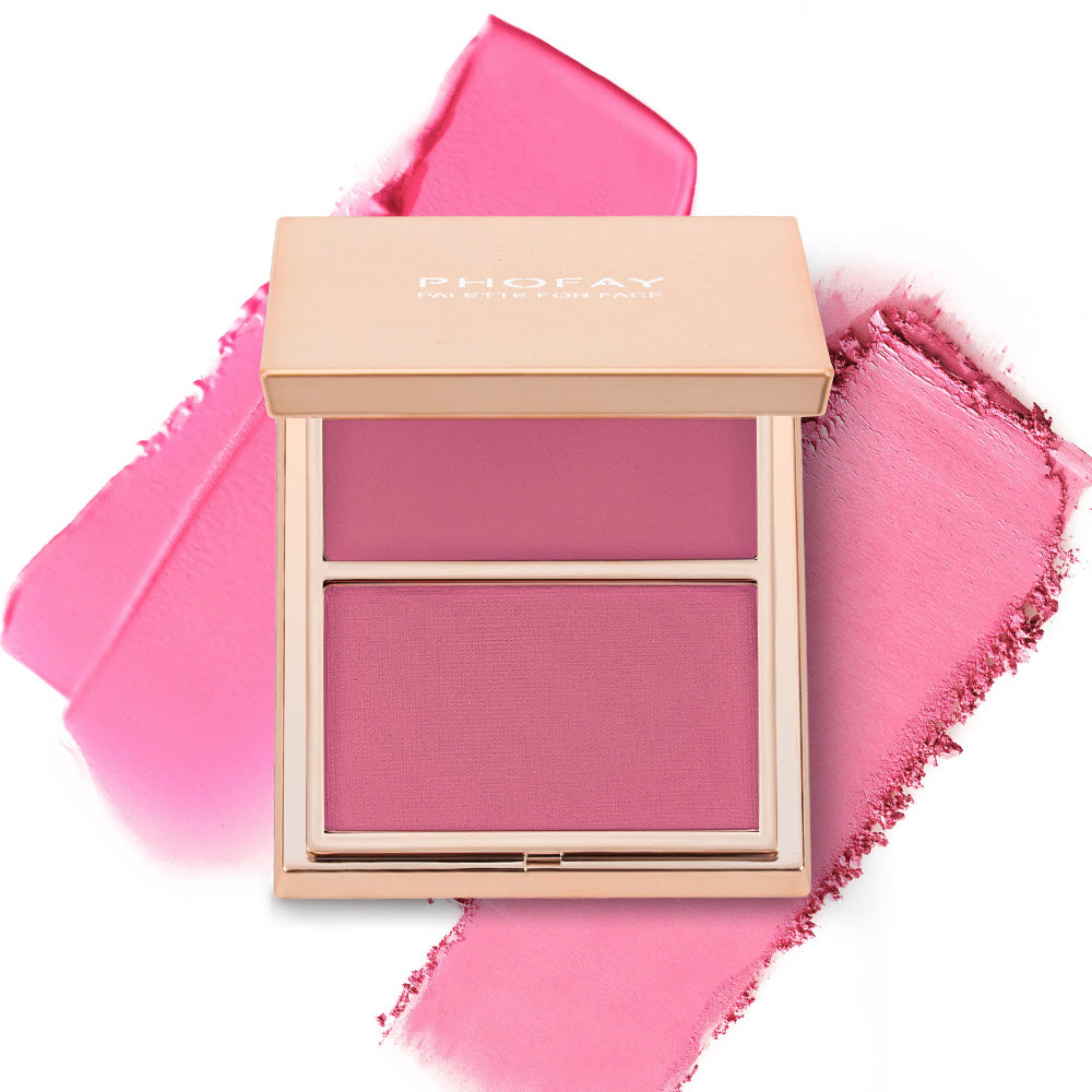 PHOFAY Double-Take Cream & Powder Blush Duo – Buildable Glow For A Natural Radiant Finish