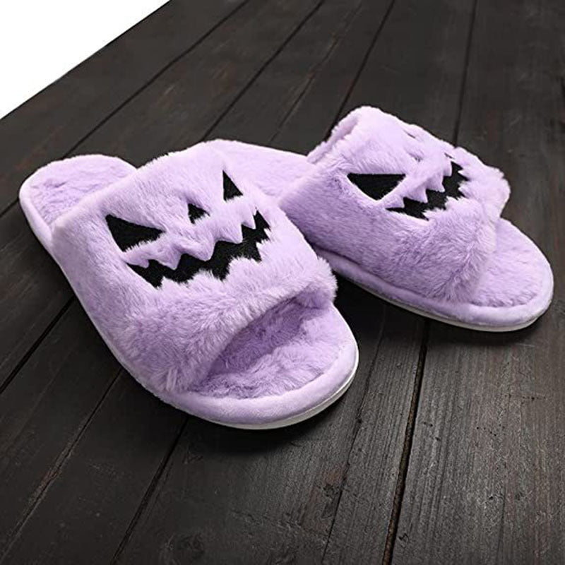 Halloween Winter Cute Warm Home Slippers for Women – Cozy Indoor Plush Shoes