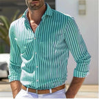 Men’s Slim Fit Striped Shirt – Youth Fashion Long Sleeve Casual Top