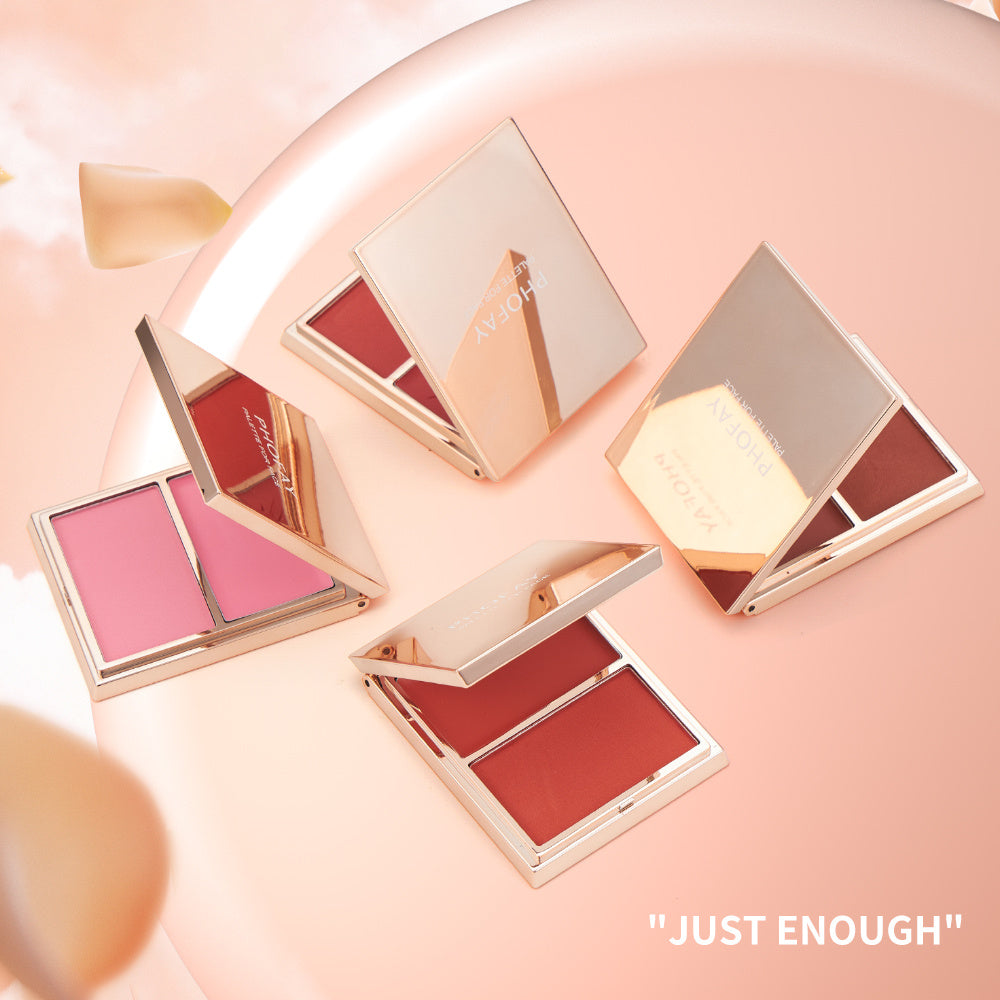 PHOFAY Double-Take Cream & Powder Blush Duo – Buildable Glow For A Natural Radiant Finish