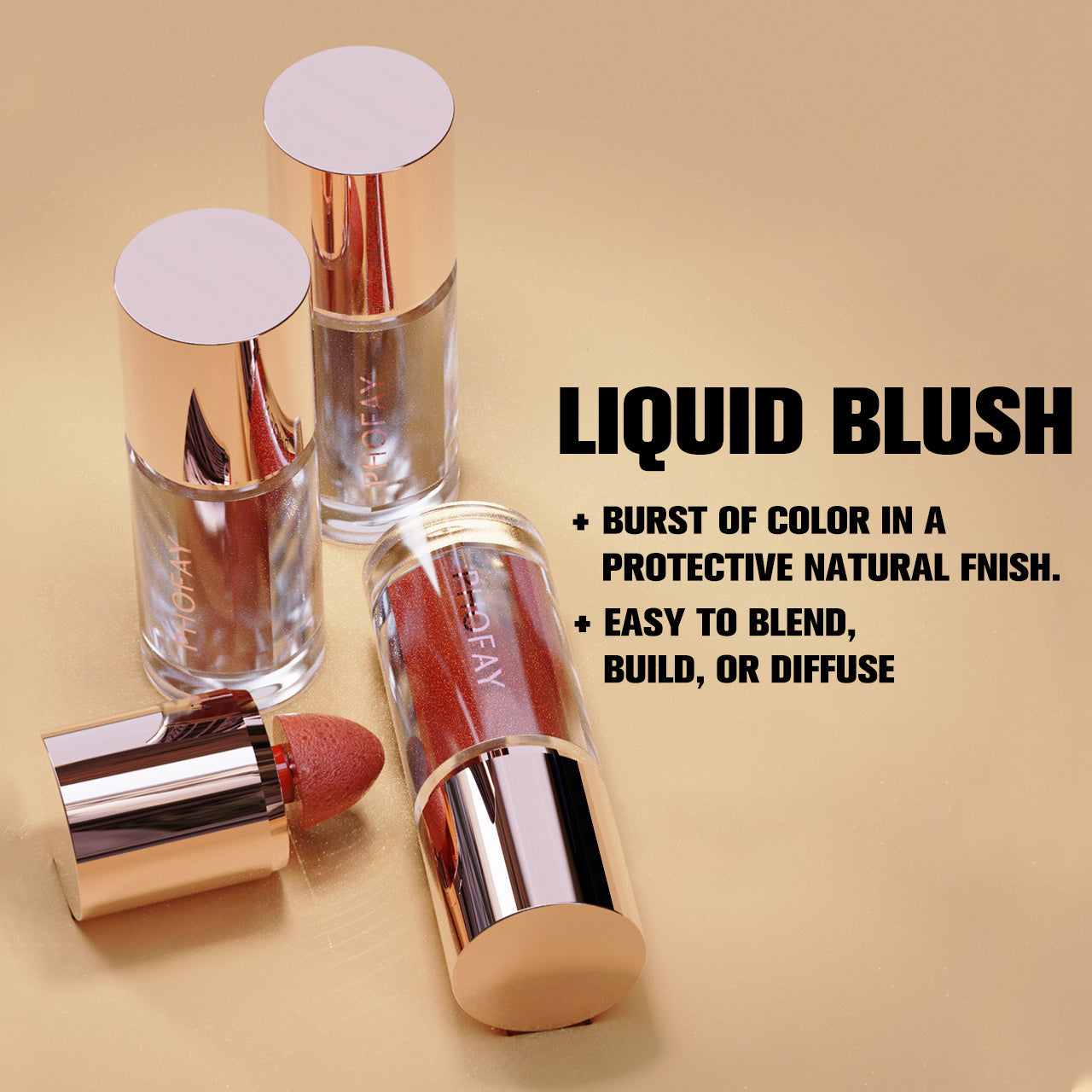 PHOFAY Mousse Liquid Blush – Lightweight Creamy Formula With Natural Glow Finish, Long-Lasting & Blendable