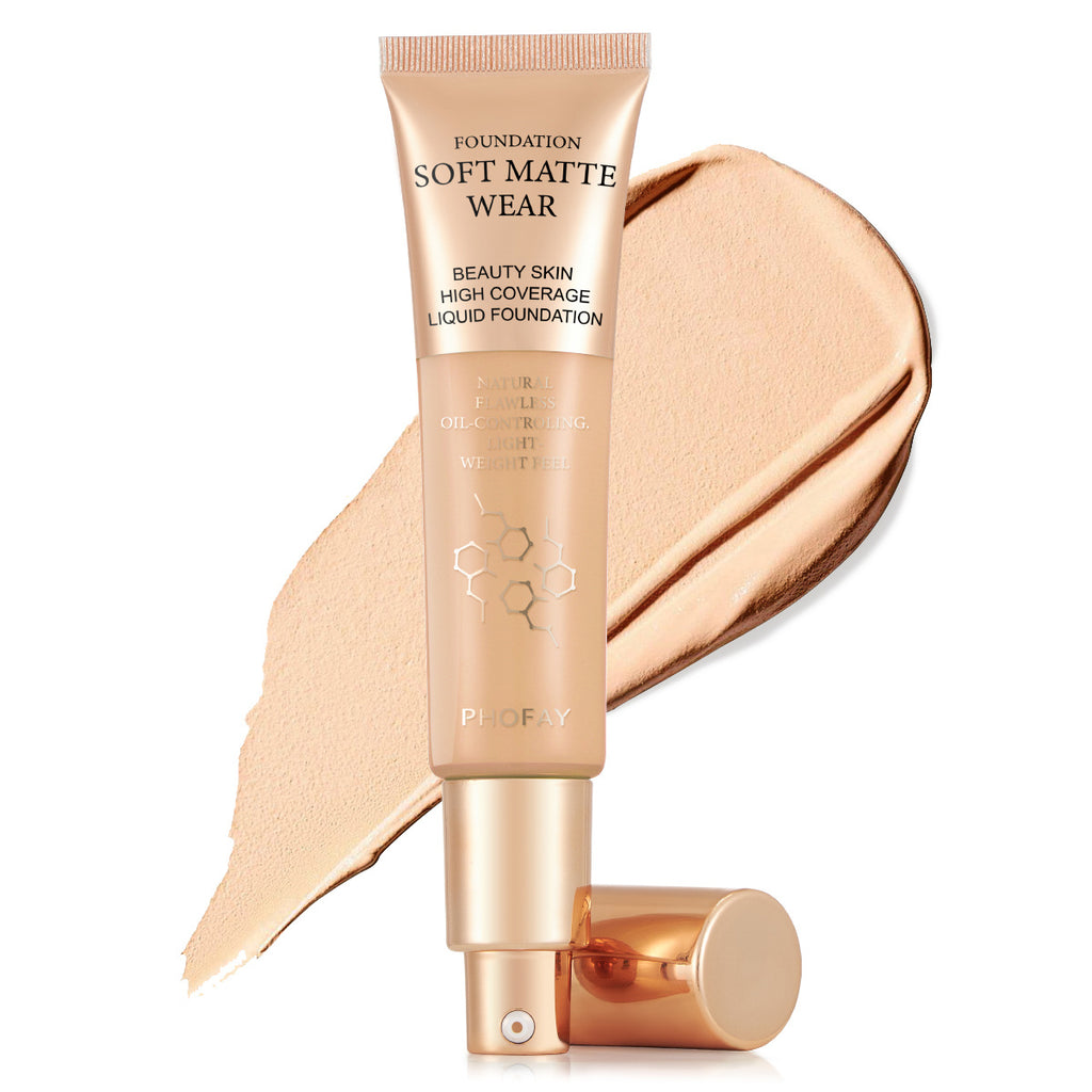 PHOFAY Full Coverage Foundation – Long-Lasting Matte Finish, Lightweight & Flawless Skin Formula