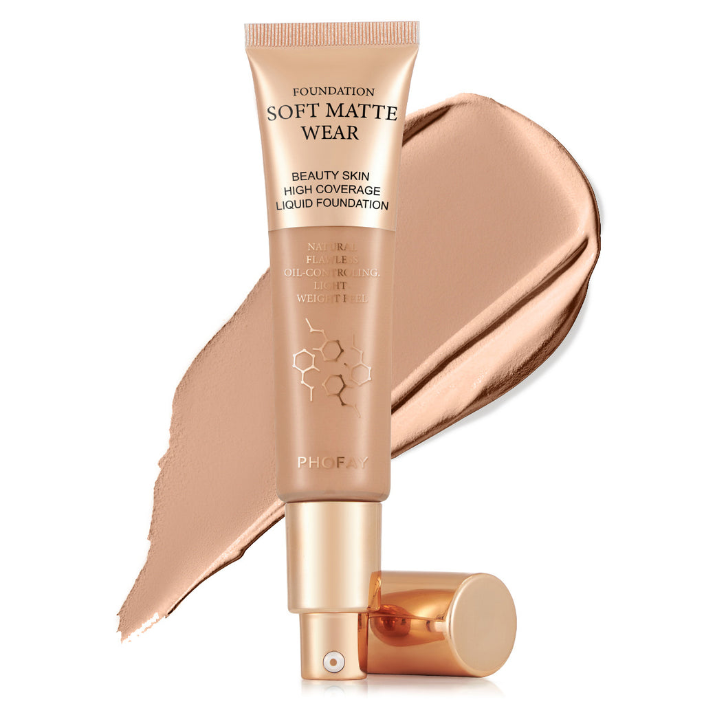 PHOFAY Full Coverage Foundation – Long-Lasting Matte Finish, Lightweight & Flawless Skin Formula