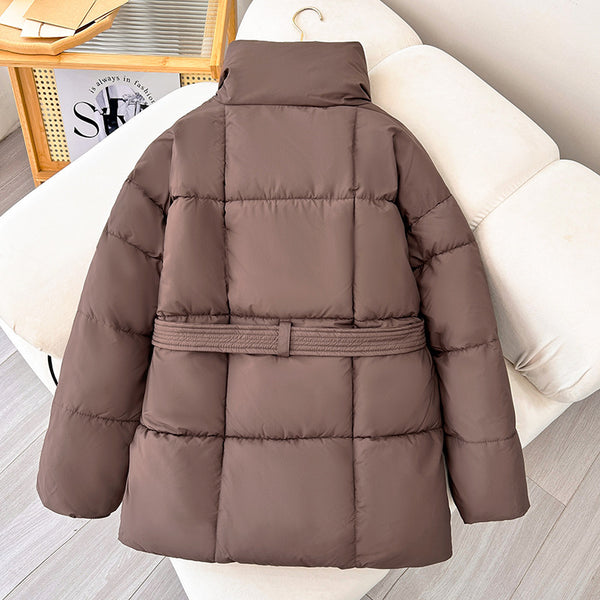Women’s Winter Plaid Lapel Coat – Lace-Up Design Thick Loose Outerwear Jacket for Stylish Warmth
