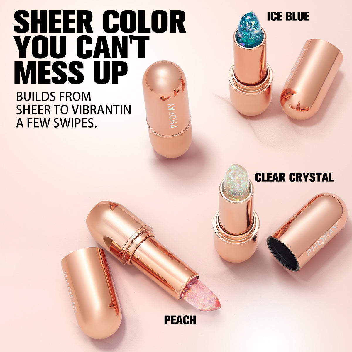 PHOFAY Moisturizing Jelly Warm Lipstick – Hydrating, Smooth, Vibrant Warm Shades for Soft, Luscious Lips