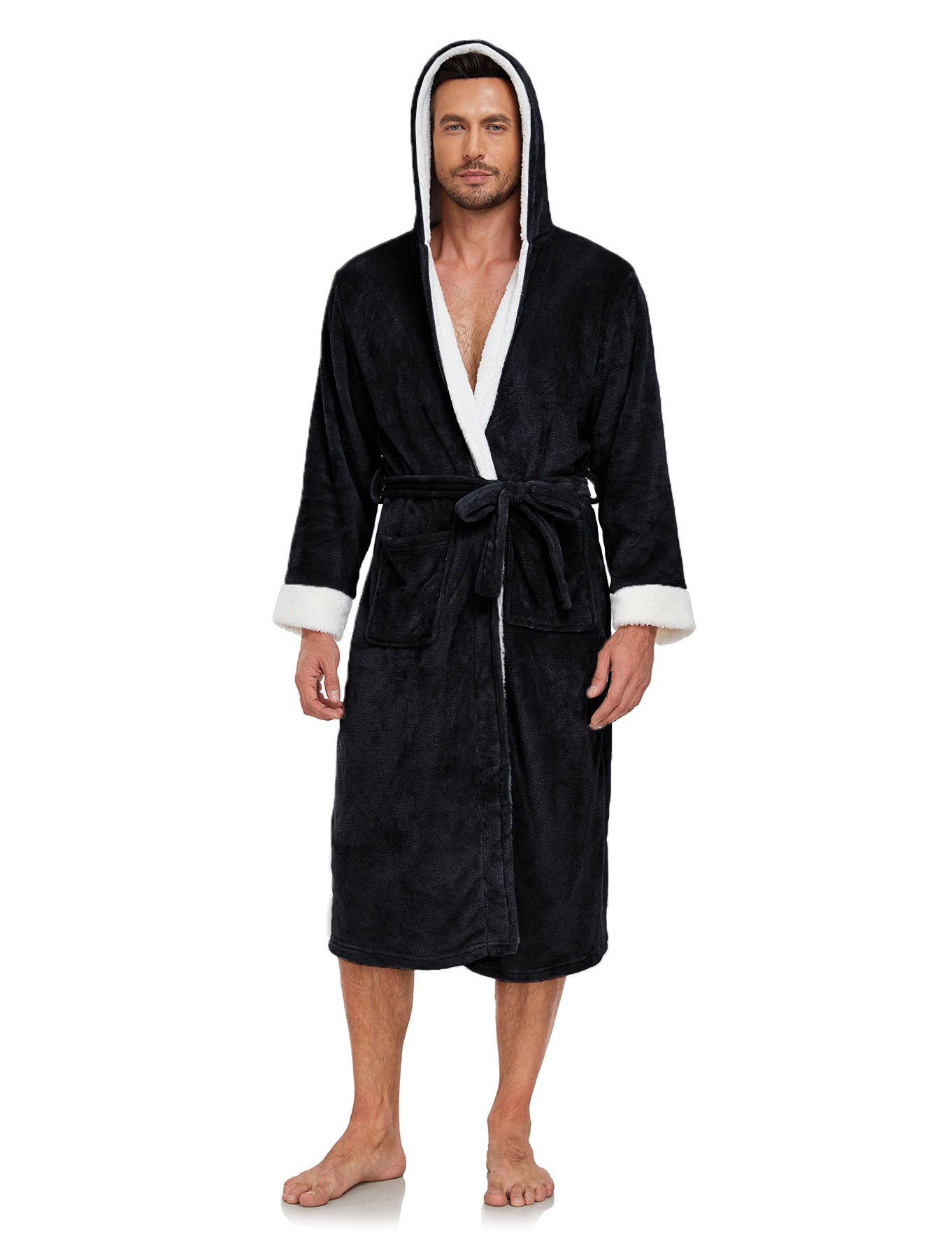 RONGTAI Unisex Long Fleece Bathrobe – Ultra Soft, Warm, and Cozy Winter Robe for Men & Women