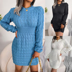 Casual Twisted Waist Bodycon Dress – Sweater Dress Base for Women