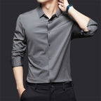 Men’s Seamless High Elastic Long Sleeve Shirt – Anti-Wrinkle Stretch Casual Top