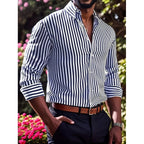 Men’s Slim Fit Striped Shirt – Youth Fashion Long Sleeve Casual Top