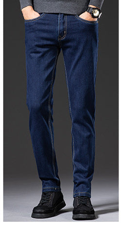 Men’s Slim Fit Elastic Straight Jeans – Stretch Denim Pants for Everyday Comfort & Style