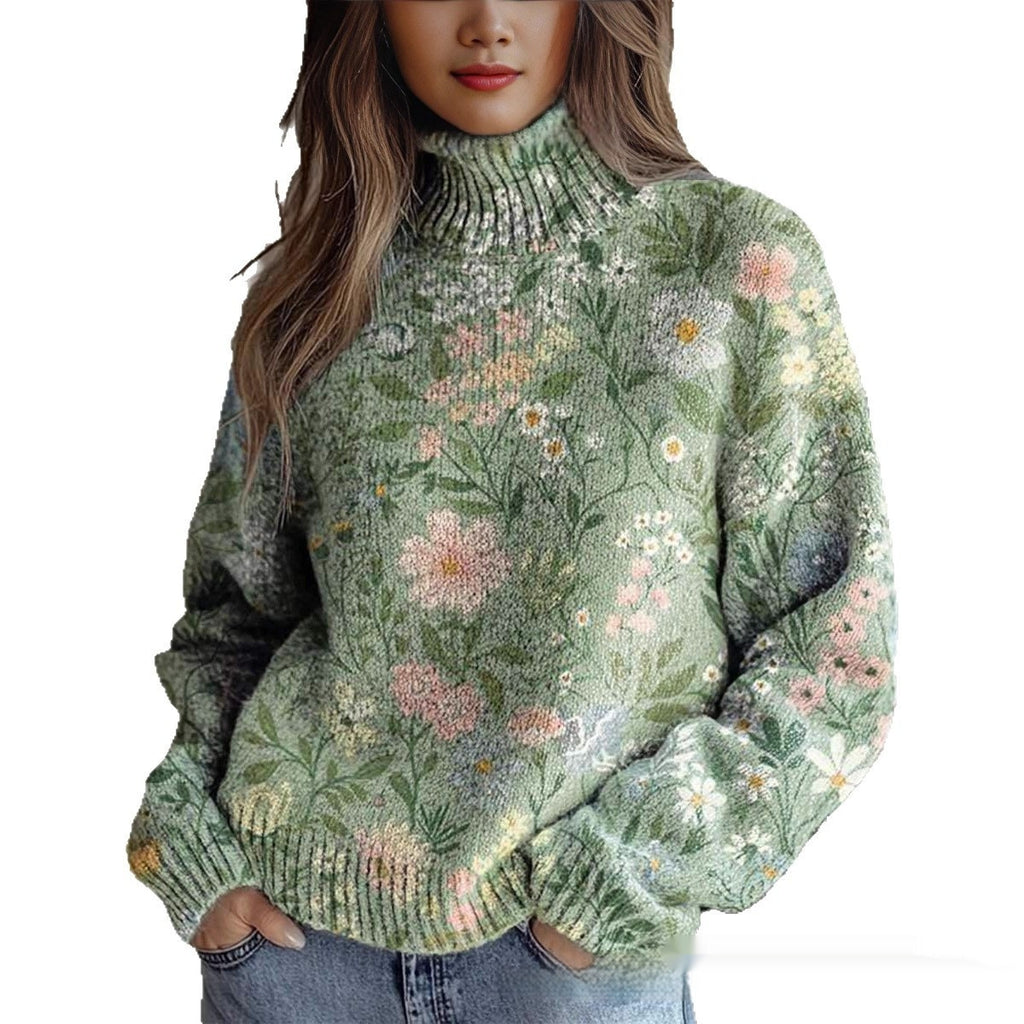 New Christmas Abstract Print Casual Cloak Coat – Festive Warm Cardigan for Women