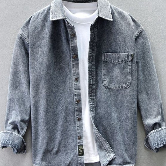 Men’s Cowboy Denim Shirt Jacket – Autumn & Winter Casual Versatile Outerwear