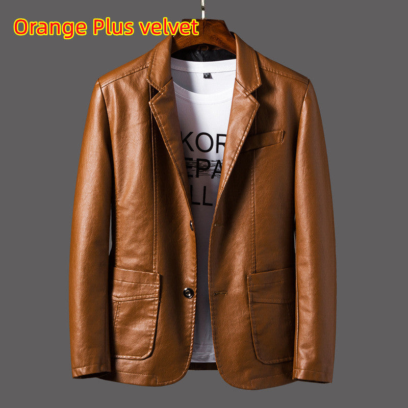 Men’s Leather Lapel Jacket – Stylish Thin Autumn & Winter Outerwear for a Classic Look