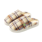 Women’s Home Plush Warm Non-Slip Plaid Cotton Shoes – Cozy Indoor Winter Slippers