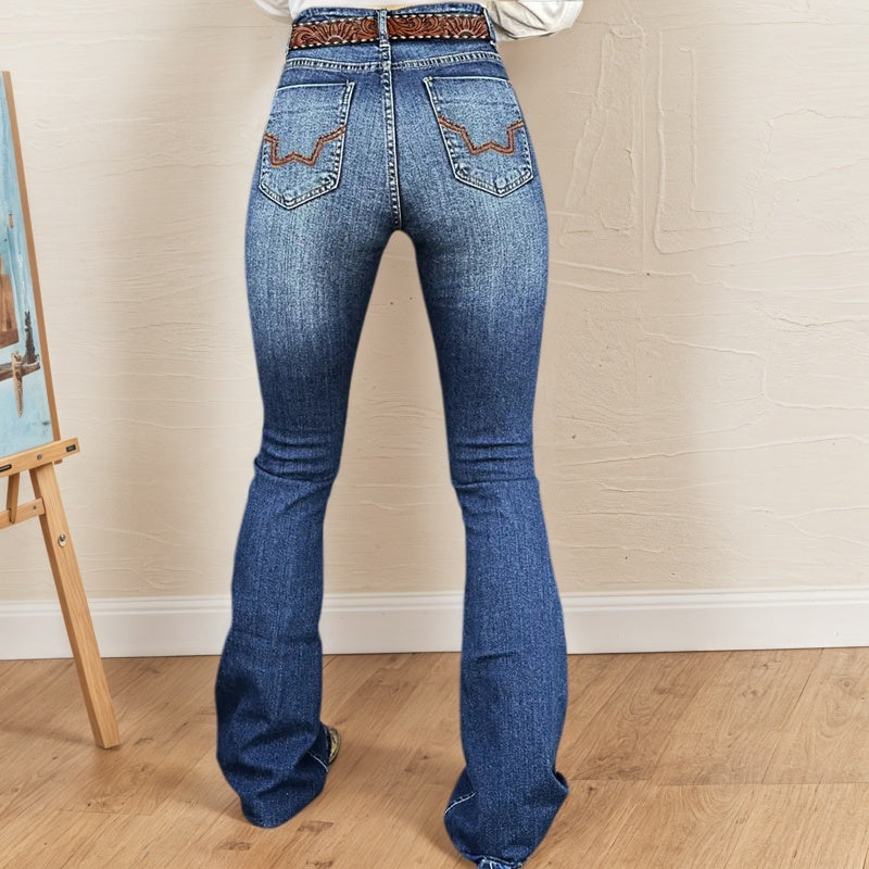 Women's High-Waist Heart Cut-Out Jeans – Y2K Wide-Leg Full-Length Vintage Wash Denim with Sweetheart Side Detail