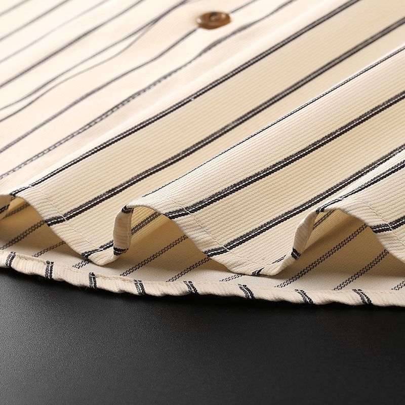 Men’s Non-Iron Striped Long Sleeve Shirt – Spring & Autumn Wrinkle-Free Business Casual Wear