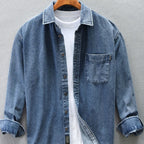 Men’s Cowboy Denim Shirt Jacket – Autumn & Winter Casual Versatile Outerwear