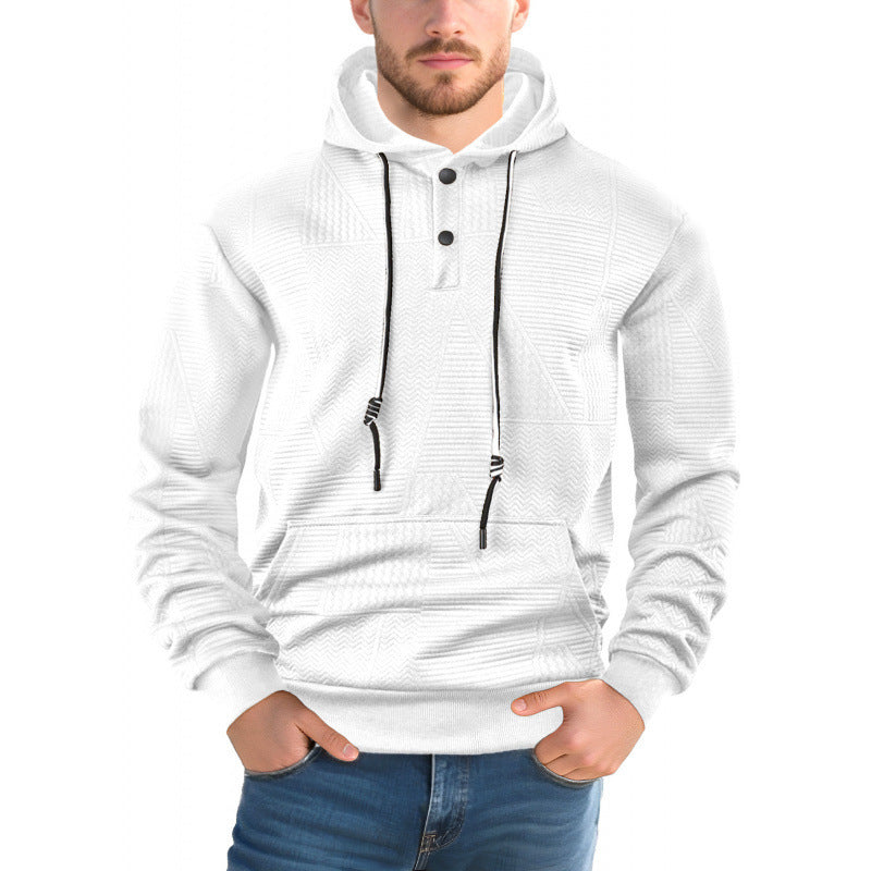 Men’s Pullover Solid Color Hoodie – Casual Sports Loose Long Sleeve Hooded Sweatshirt