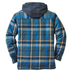 Men’s Thickened Cotton-Padded Plaid Hooded Jacket – Warm Loose Long Sleeve Winter Coat