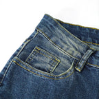 Women's High-Waist Heart Cut-Out Jeans – Y2K Wide-Leg Full-Length Vintage Wash Denim with Sweetheart Side Detail