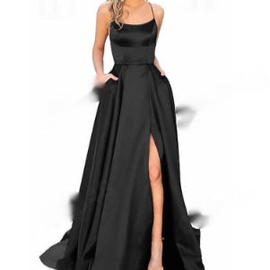 Women’s Solid Color Slim Fit Hollow Shoulder Dress – Elegant Bridesmaid & Party Long Dress