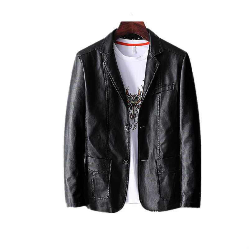 Men’s Leather Lapel Jacket – Stylish Thin Autumn & Winter Outerwear for a Classic Look