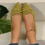 Bow Knitted Loafers – INS Fashion Pointed-Toe Flats Shoes for Women