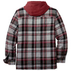 Men’s Thickened Cotton-Padded Plaid Hooded Jacket – Warm Loose Long Sleeve Winter Coat