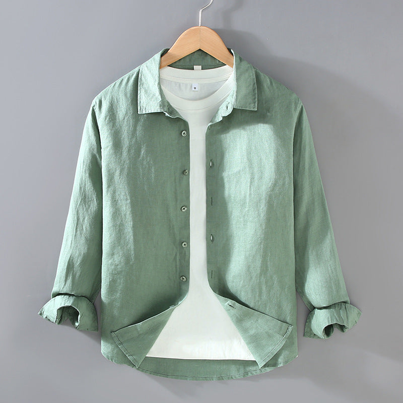Men’s Pure Linen Shirt – Breathable All-Match Casual Summer Fashion Top