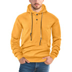 Men’s Pullover Solid Color Hoodie – Casual Sports Loose Long Sleeve Hooded Sweatshirt