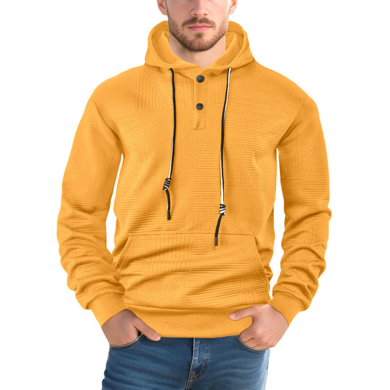 Men’s Pullover Solid Color Hoodie – Casual Sports Loose Long Sleeve Hooded Sweatshirt