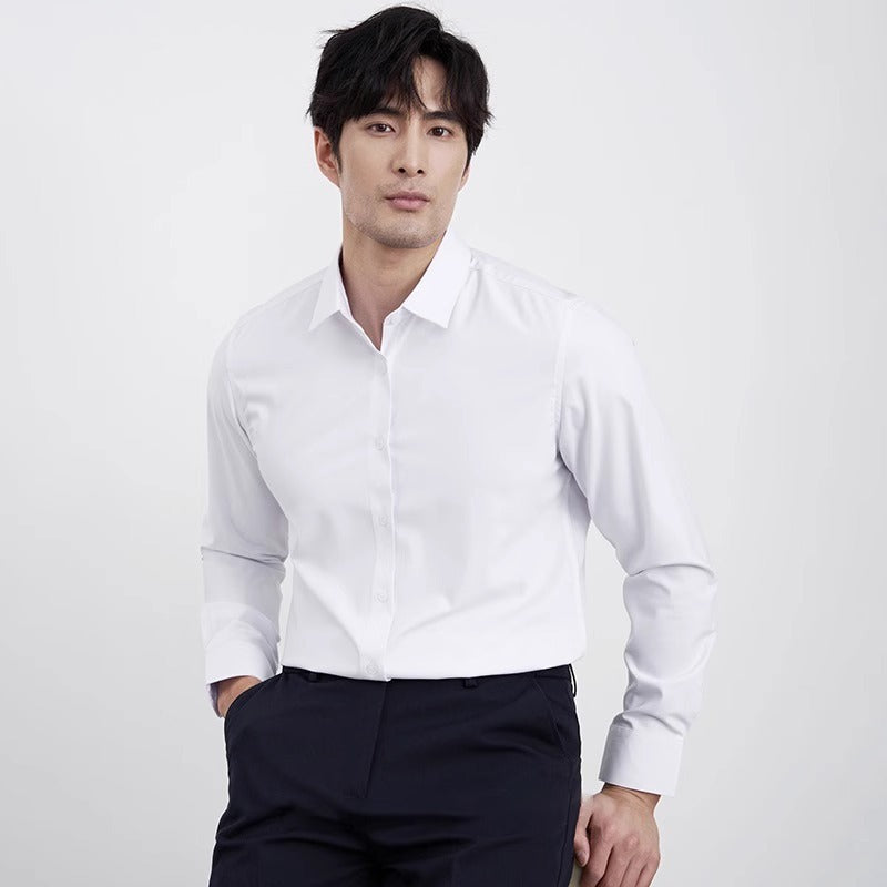 Men’s Wine Red Business Shirt – Elegant Slim-Fit Long Sleeve Formal & Casual Wear