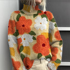 New Christmas Abstract Print Casual Cloak Coat – Festive Warm Cardigan for Women