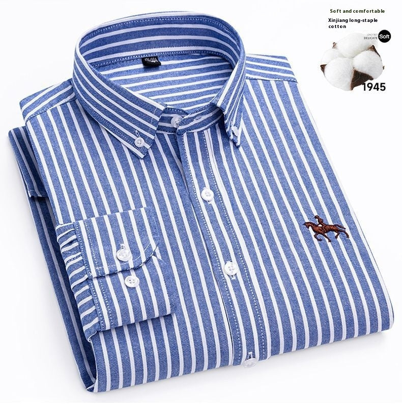 Men’s Cotton Long-Sleeved Casual Shirt – Soft Breathable Everyday Button-Down Top