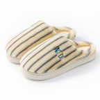 Colorful Vertical Striped Plush Soft Cotton Slippers – Cozy Indoor House Shoes for Women & Men