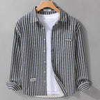 Men’s Spring Striped Shirt Jacket – Personalized Casual Collar Outerwear