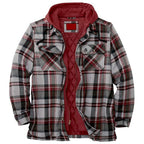 Men’s Thickened Cotton-Padded Plaid Hooded Jacket – Warm Loose Long Sleeve Winter Coat