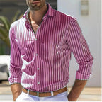 Men’s Slim Fit Striped Shirt – Youth Fashion Long Sleeve Casual Top