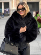 Women’s Winter Plush Coat – Thick Warm Fluffy Lapel Jacket for Casual & Chic Outfits